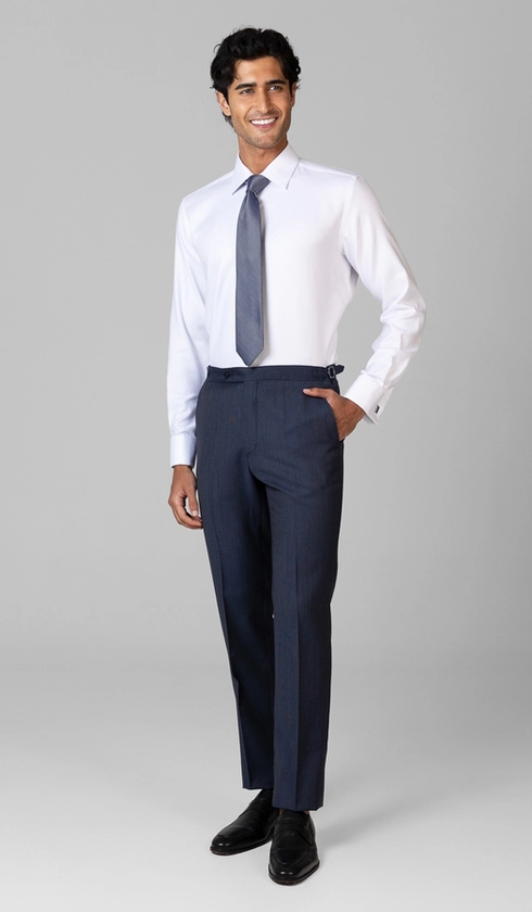 Camisa Social Slim de Punho Duplo Maquinetada